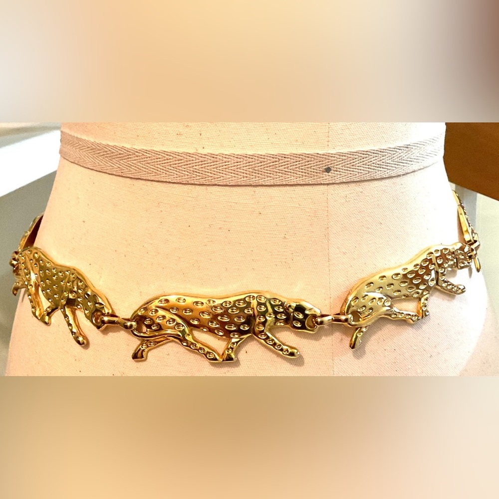 Vintage Anne Klein Gold Panther Belt